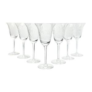 1950s Tiffin-Franciscan “Ecstasy” Set of 7 Crystal Water Glasses 7 7/8” 8oz